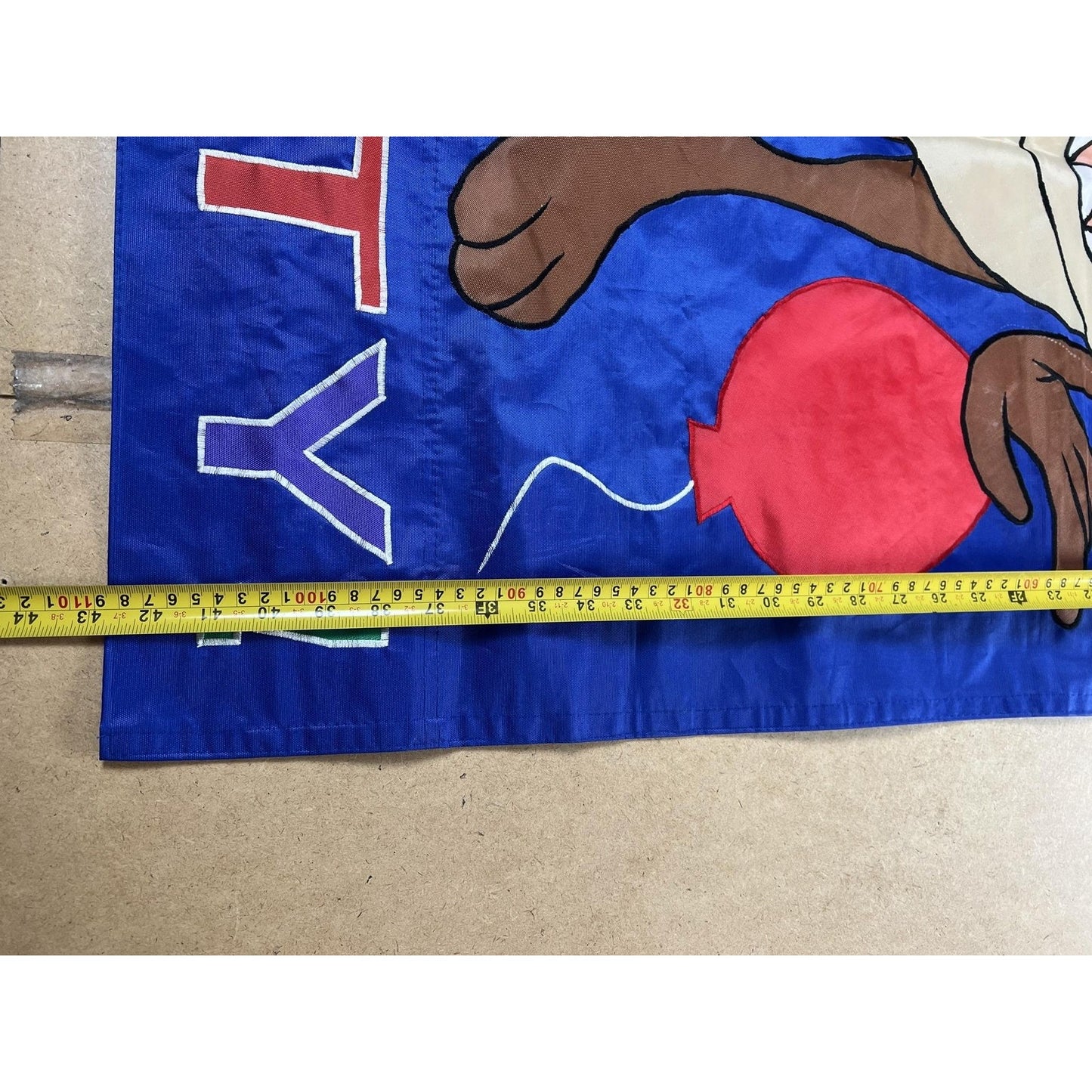 Vintage Looney Tunes Taz Party Flag Banner Blue Balloons 1996 Polyester China