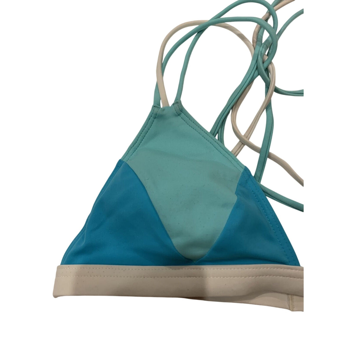 Victoria's Victoria Secret Bikini PINK Top Blue Crossed Back Straps Size S - EUC