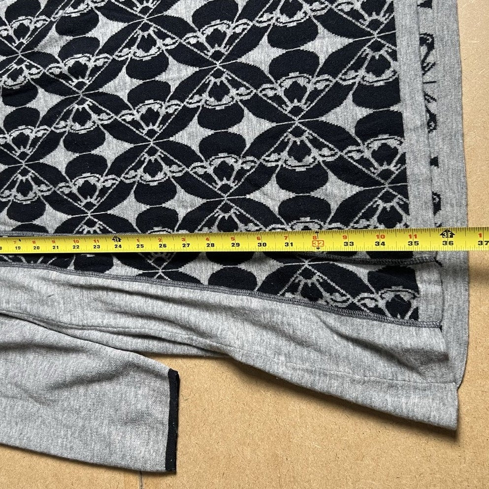 Little Nine Sweater Womens XL Gray Full Zip Mock Neck Geometric Lightweight