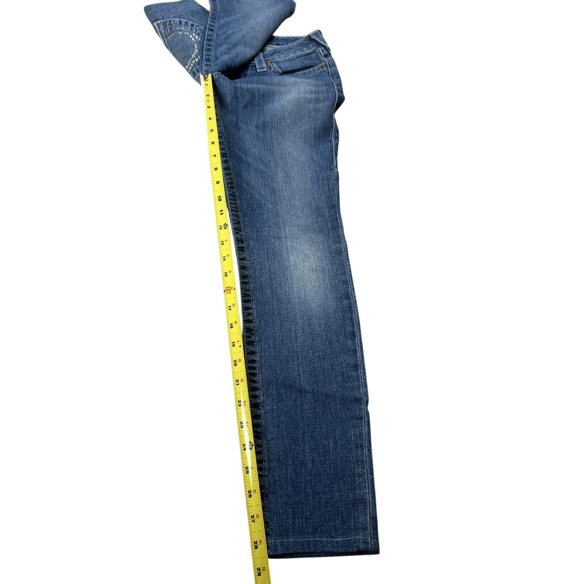 True Religion Pants Men 27 Blue Jegging Stretch Rhinestone Pockets Slim