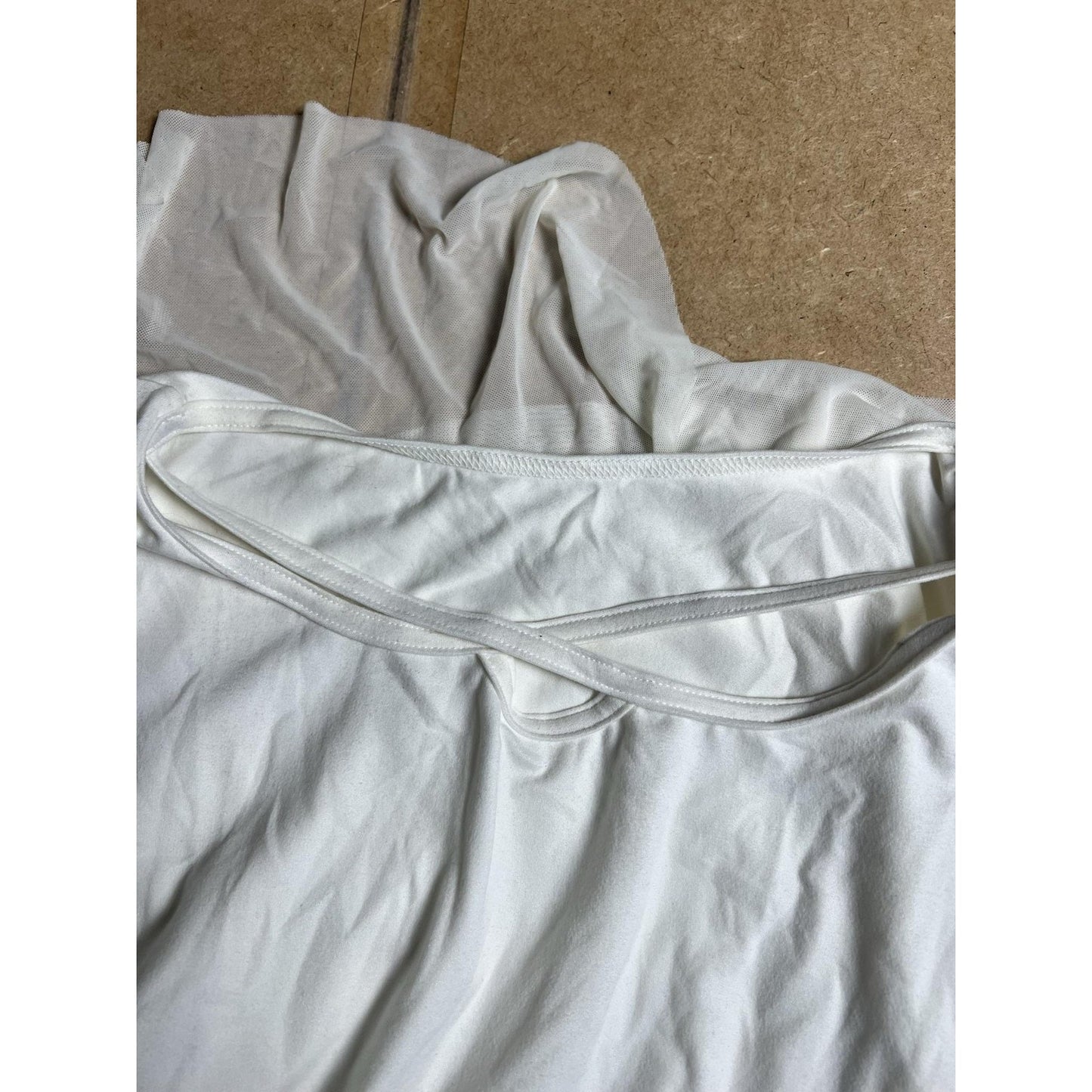 Laura Hlavac XL White Tunic Scoop Neck Cap Sleeve Sheer Hem Lightweight Casual