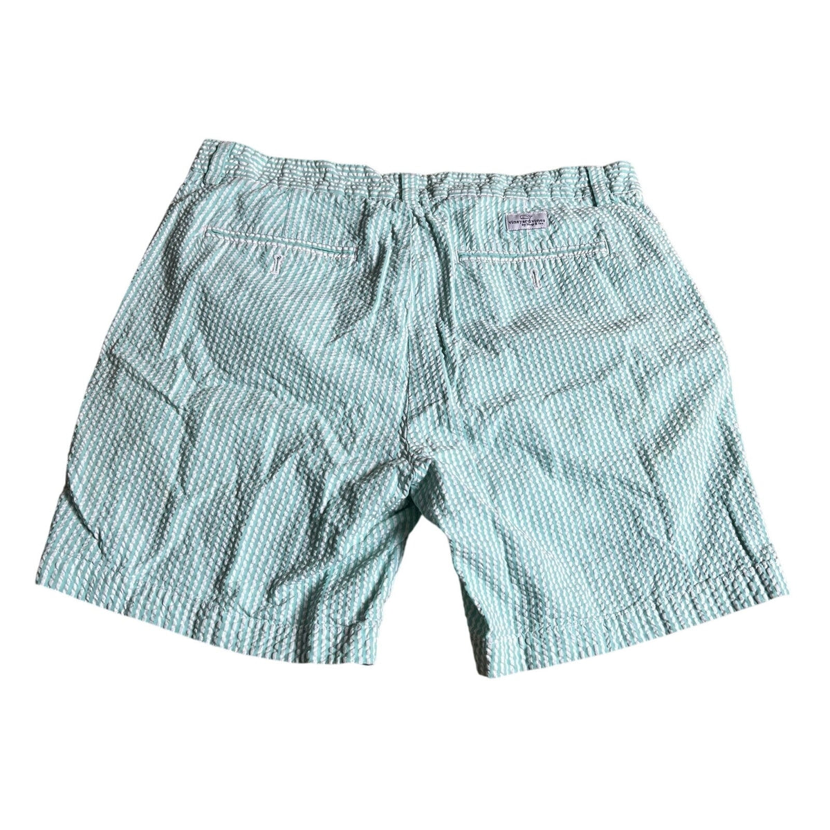 Vineyard Vines Shorts Womens 32 Green Seersucker Cotton Striped Preppy Summer