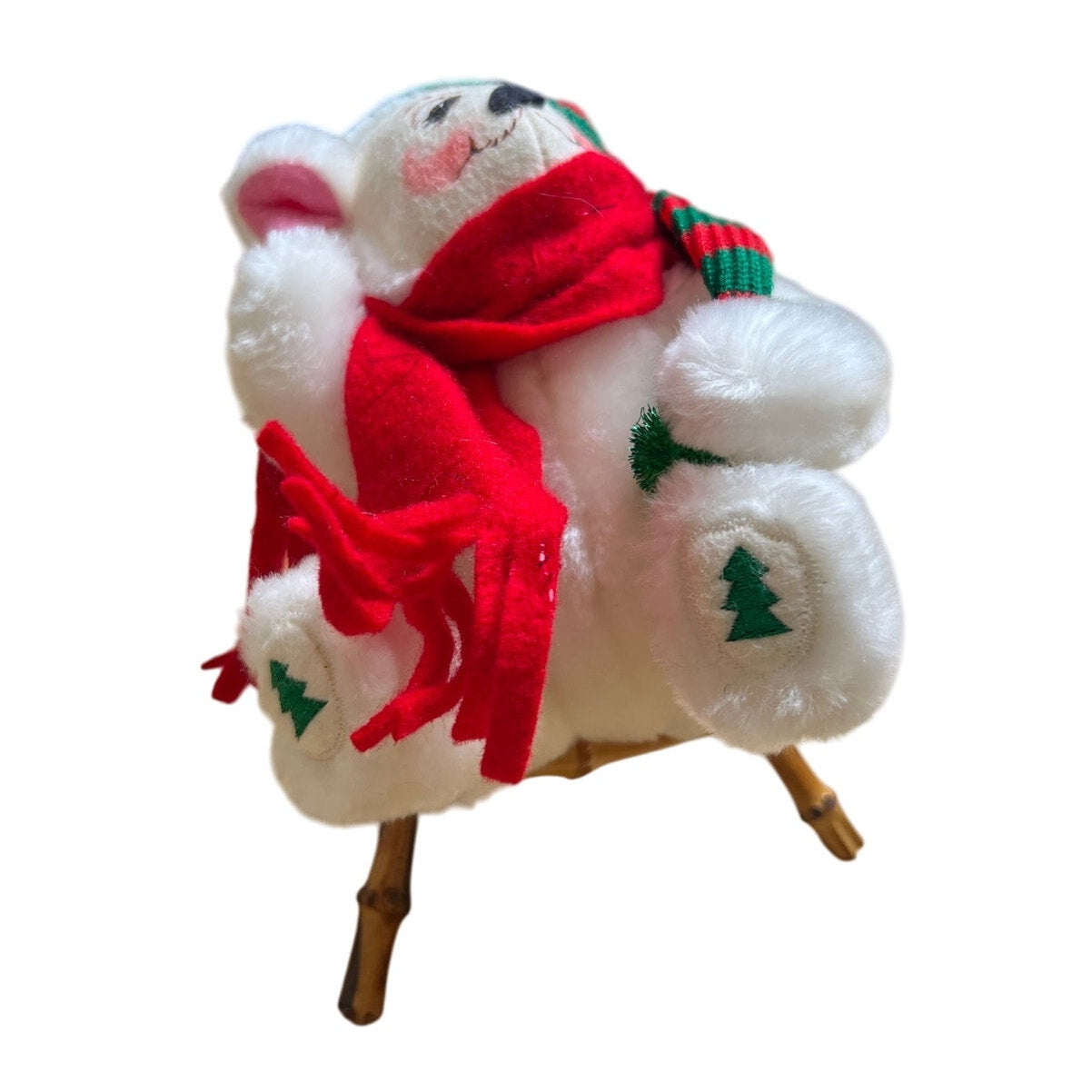 Annalee 2004 Christmas Bear Sitting on Wooden Chair Decoration