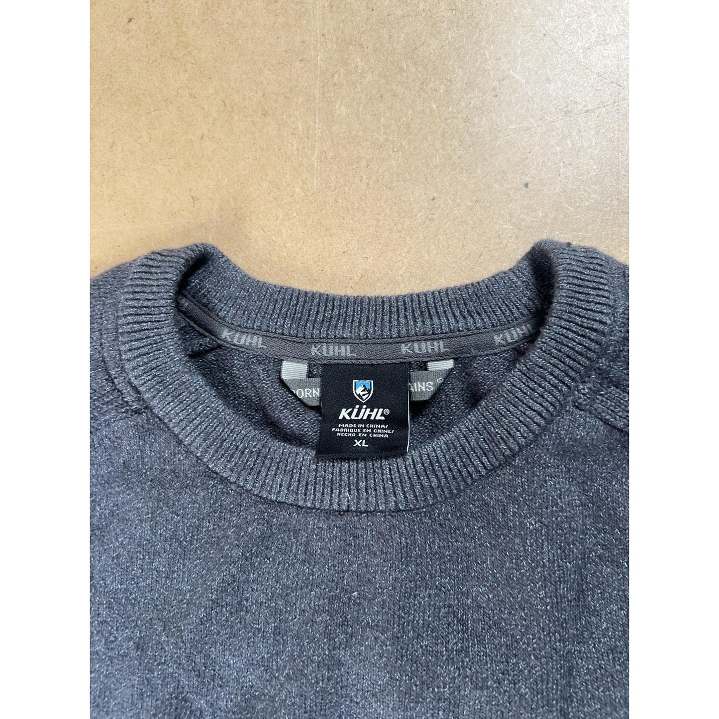 Kuhl Sweater Mens XL Gray Pullover Crew Neck Lightweight Knit Logo Casual