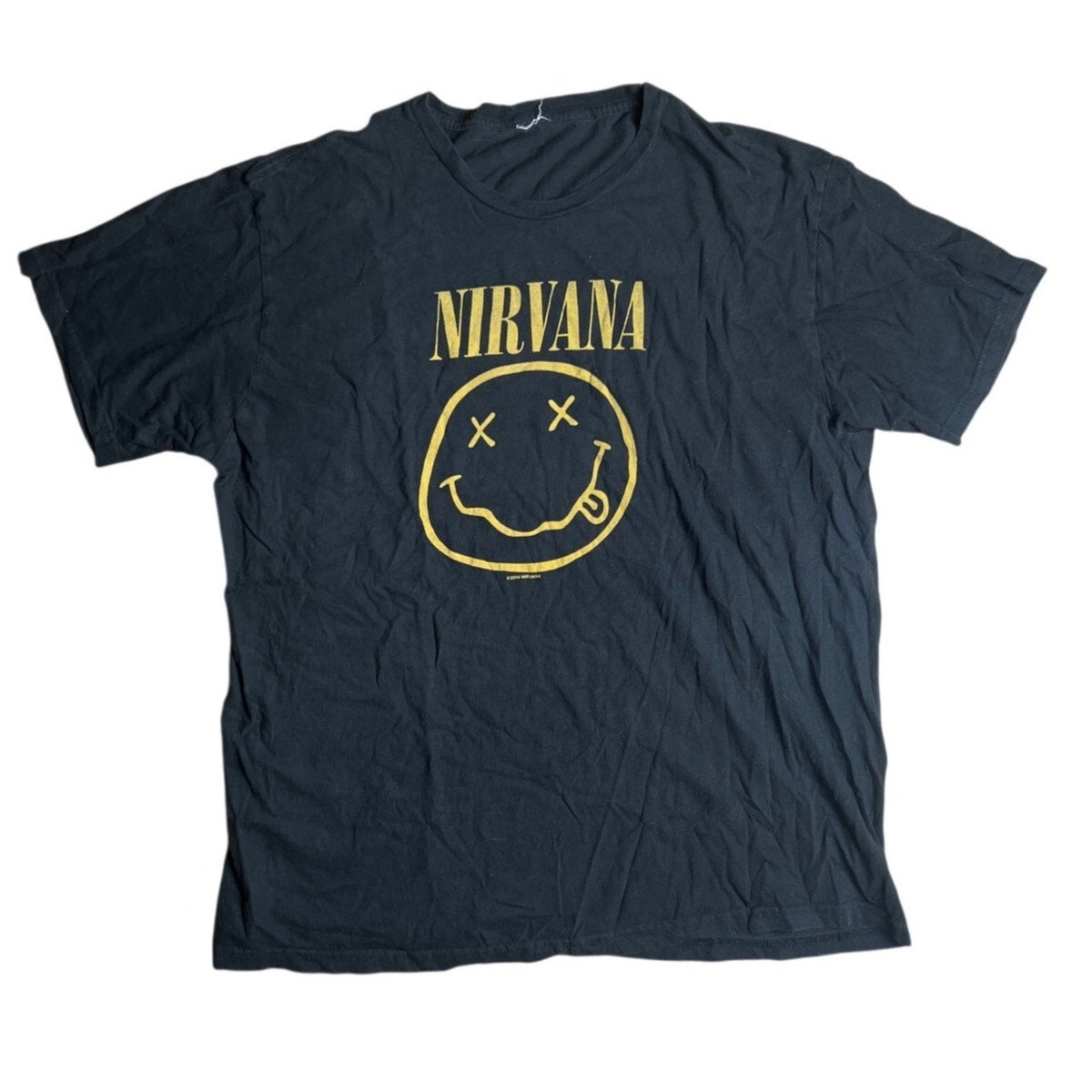 2014 Nirvana Smiley Face Distressed T-Shirt Men XL