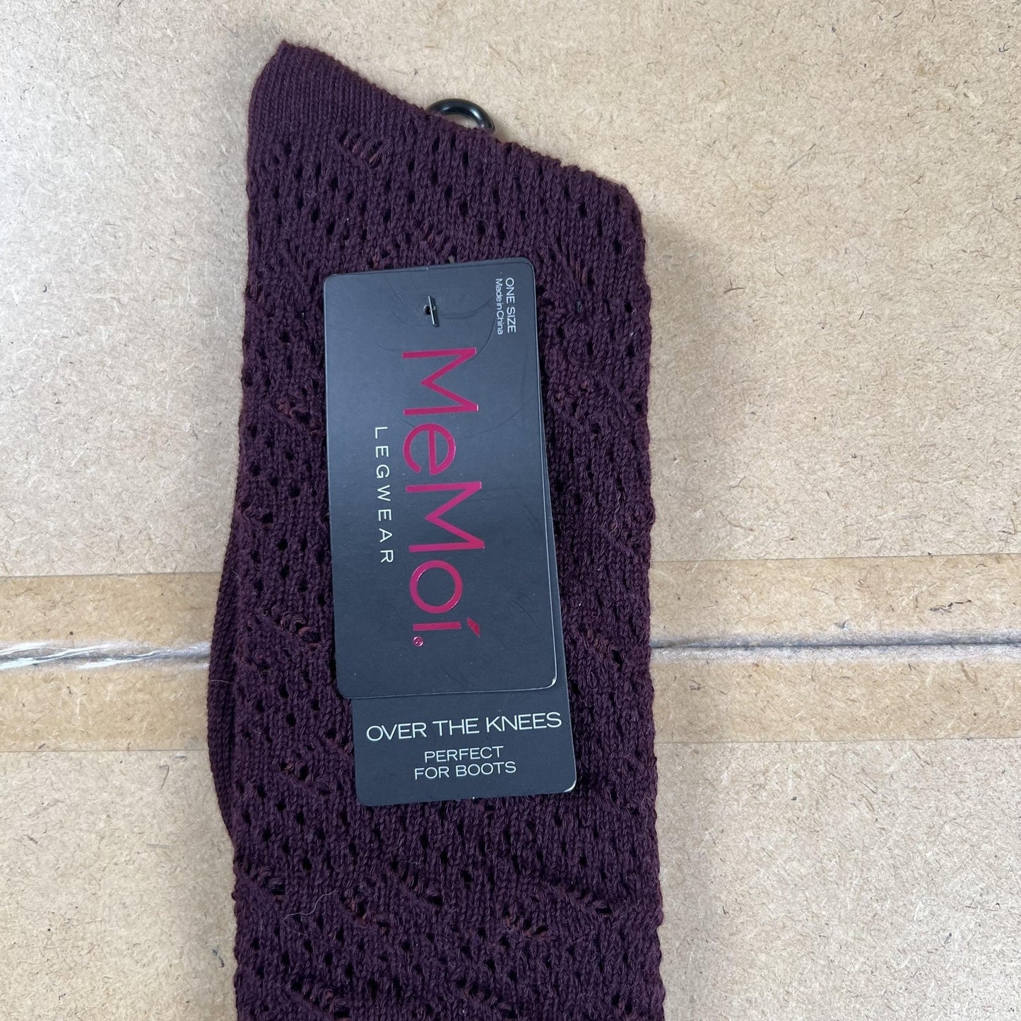 MeMoi Socks Womens One Size Purple Over The Knee Knitted Lace Trim Knee Highs