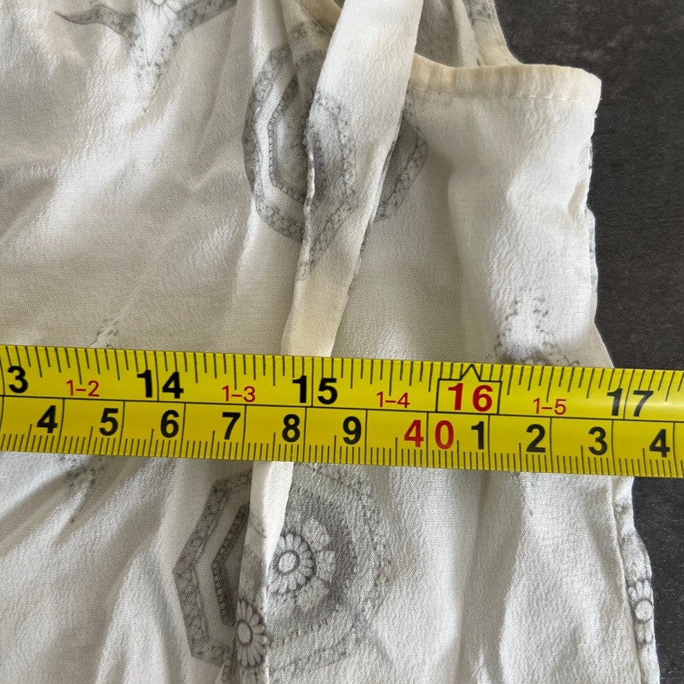 Ecru 100% Silk Women White Floral Top Size Small