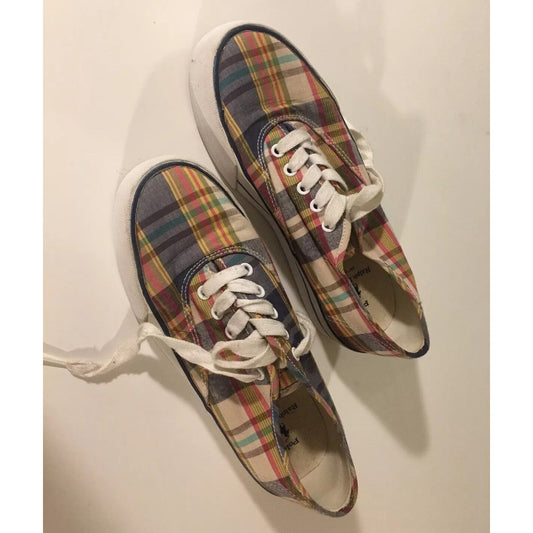 POLO Ralph Lauren Women's Plaid Tennis Sneaker Shoes Sz 4