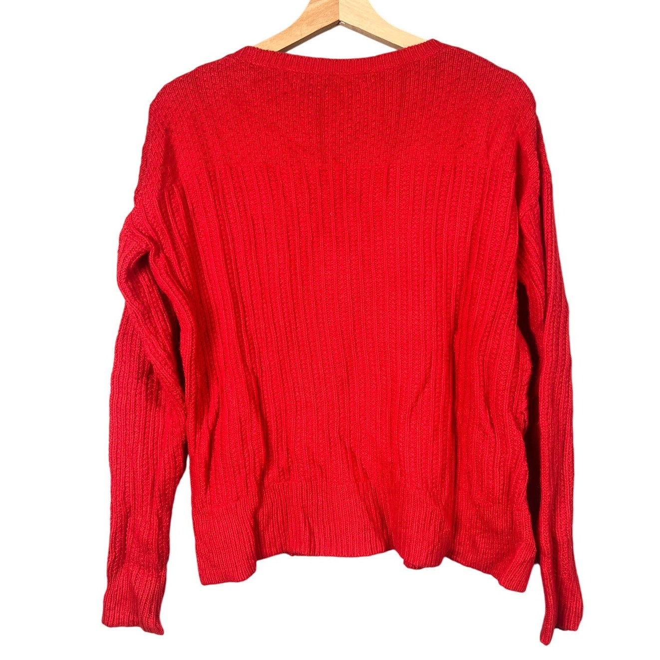 Madewell Sweater Texture Mix Knit Pullover Sweater Bright Berry Women's Size XS