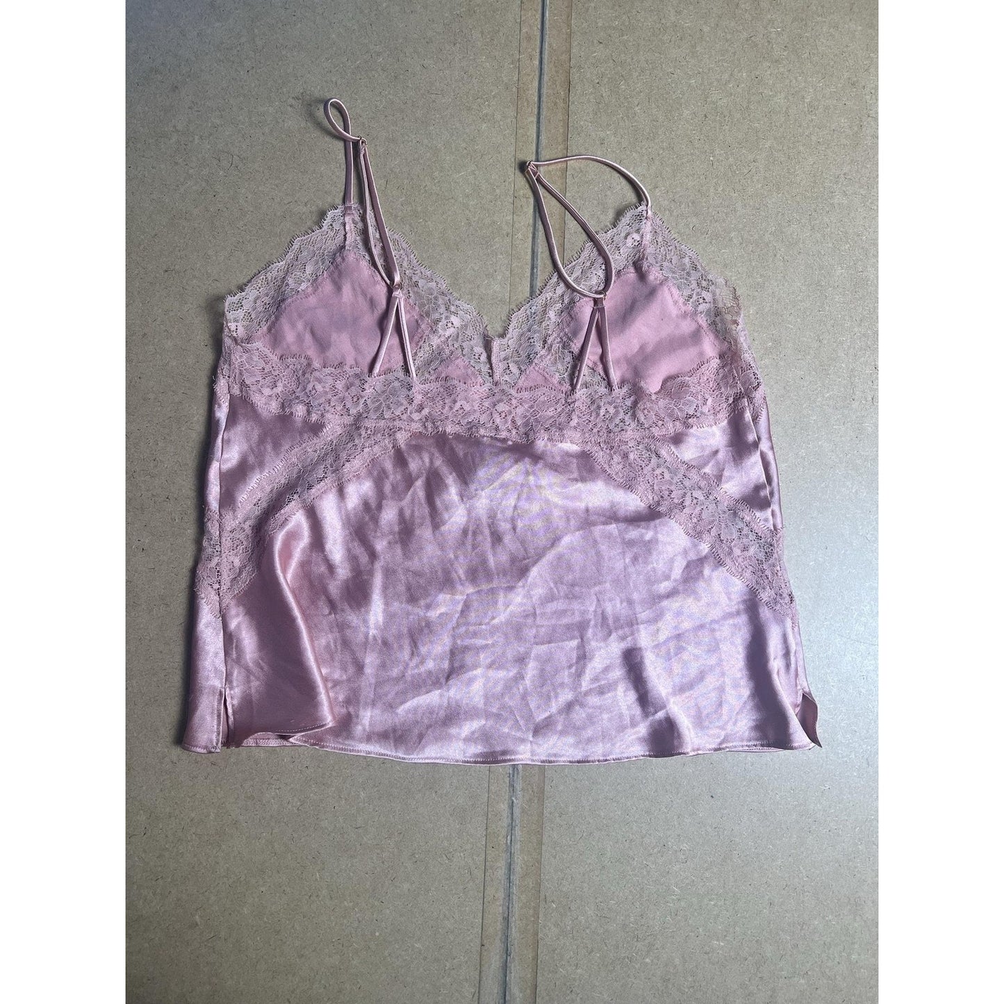 Victoria's Secret Tank Womens M Pink Satin Lace Camisole Sleepwear Lingerie Top
