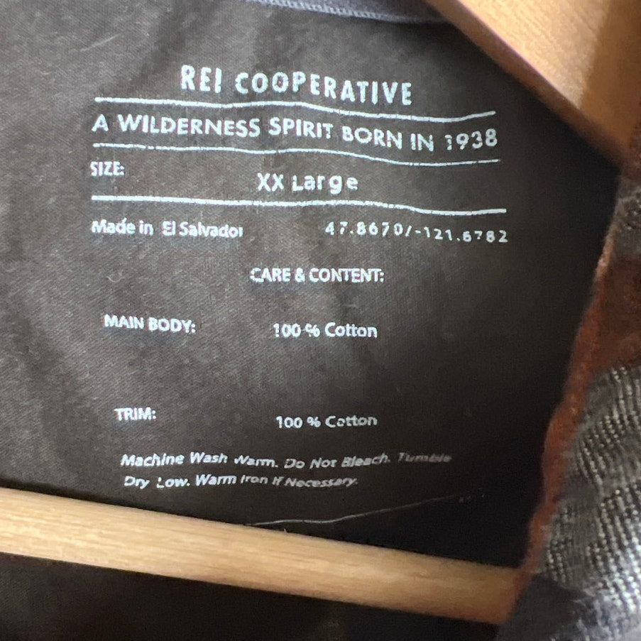 REI 2XL 100% Cotton Cooperative Wallace Lake Flannel Shirt Men’s