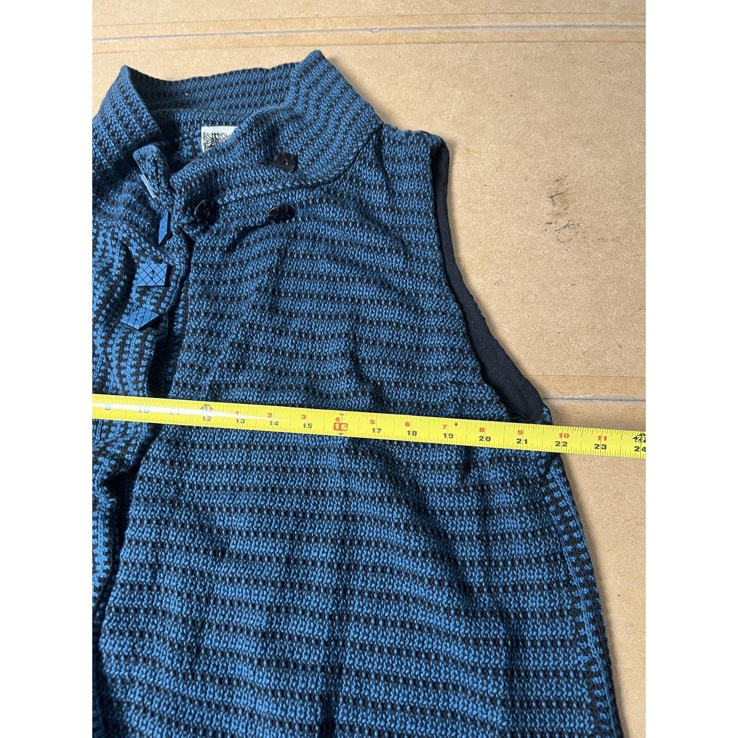 Habitat Vest Womens XL Blue Striped Collared Toggle Pockets Knit Unlined Short