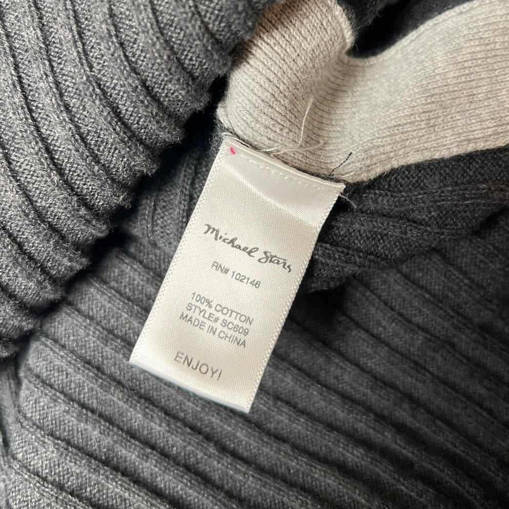 Michael Stars Women's Gray Long Sleeve Ribbed Duster V-Neck Long Cardigan Sz S