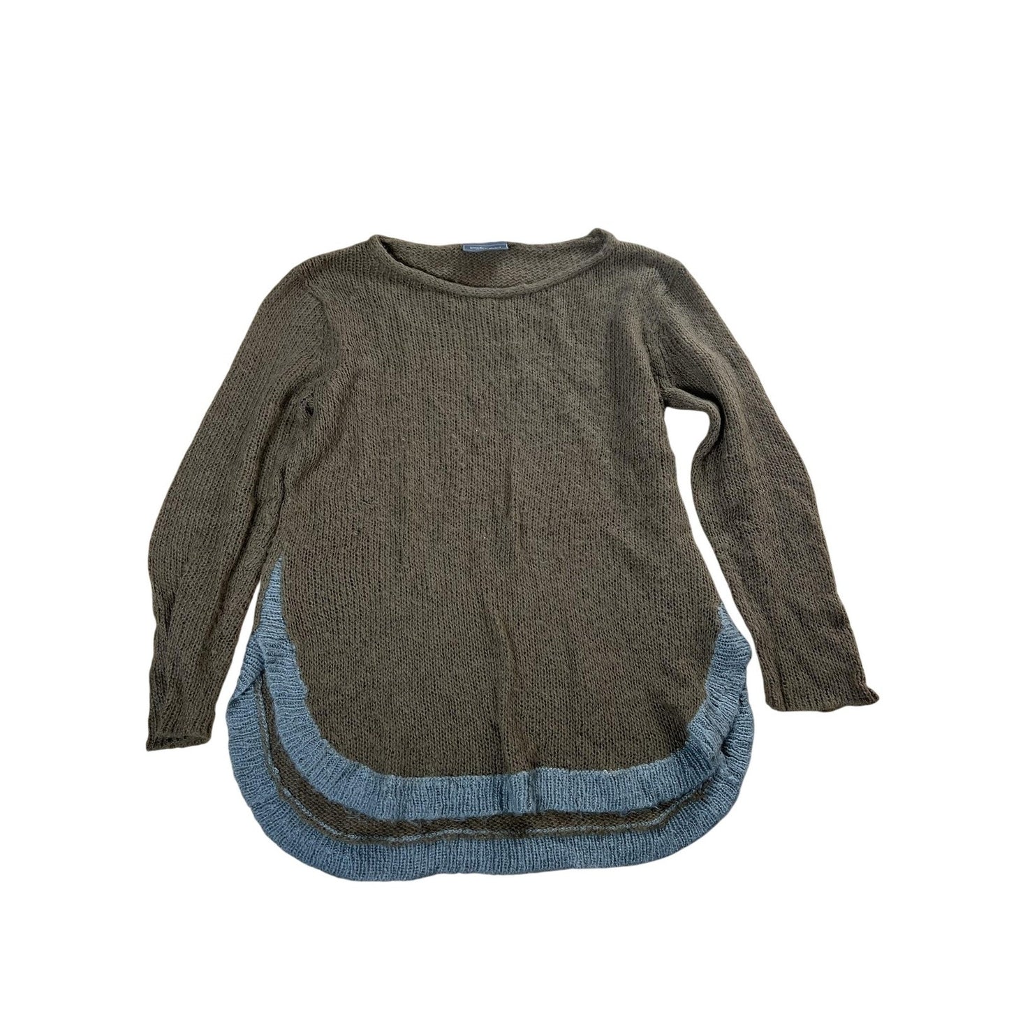 Wooden Ships Tunic Womens M/L Brown Boat Neck Knit Mohair Wool Relaxed Pullover