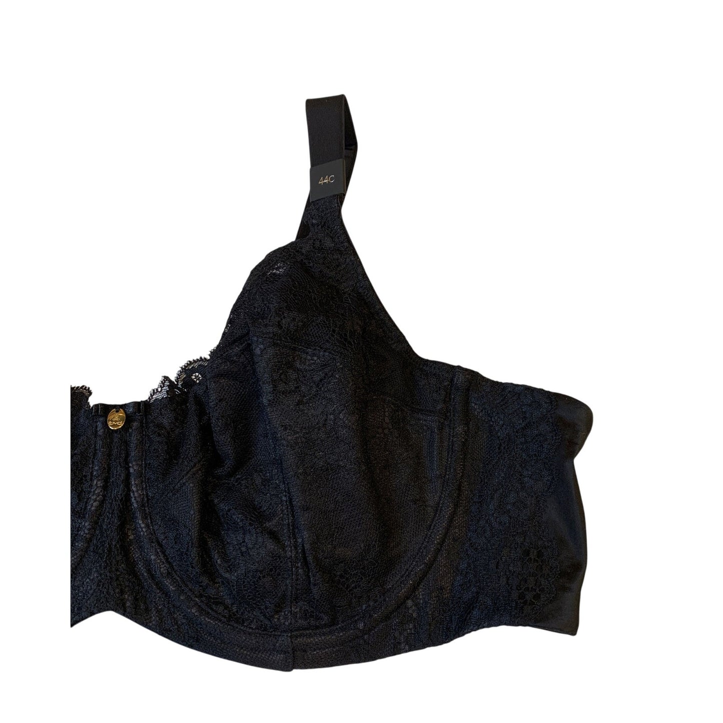 Curvy Couture 44C Everyday Glamour Black Lacy Unlined UW Bra 1207 NWT