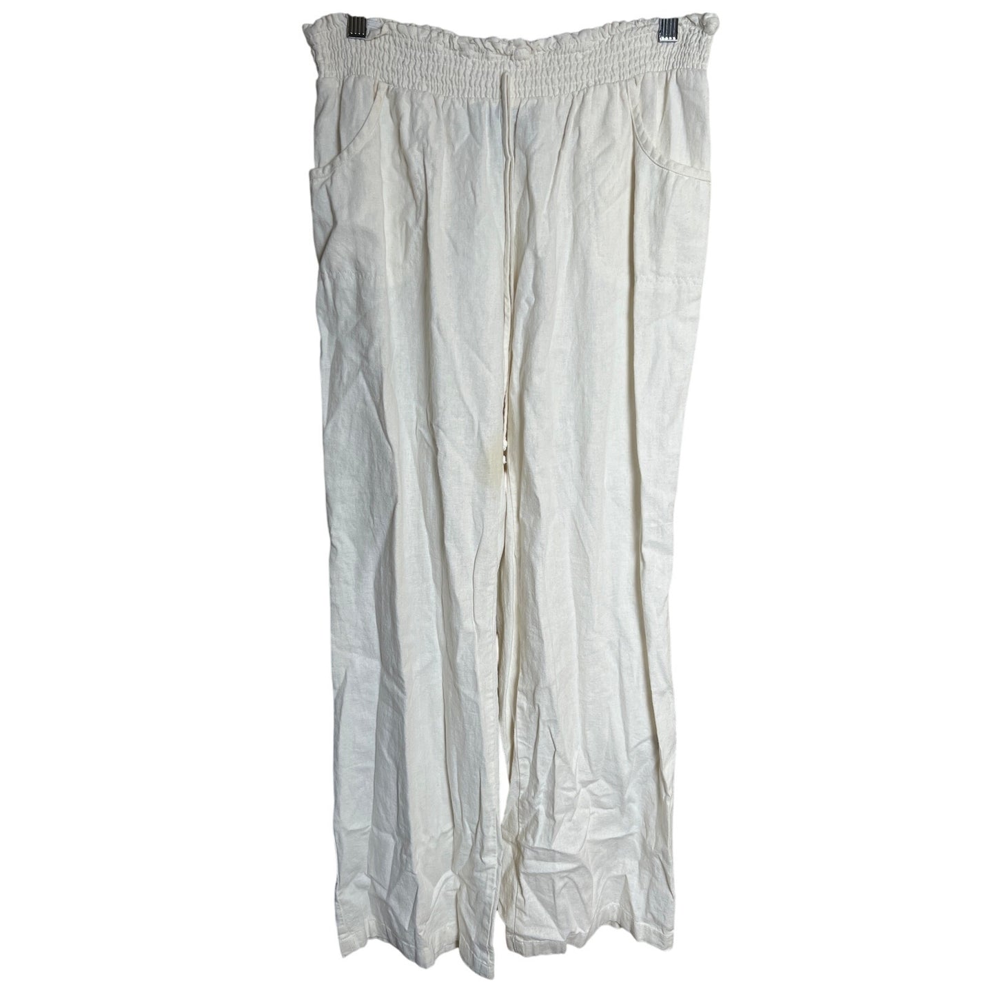By & By XL Linen Flair Wide Leg White Pants