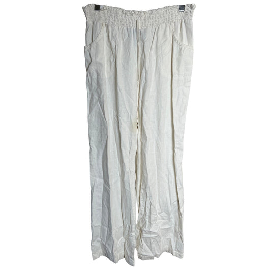 By & By XL Linen Flair Wide Leg White Pants