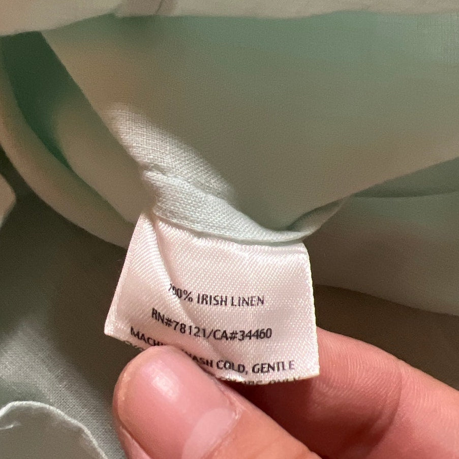 Eileen Fisher Women Blouse Light Teal Size Large 100% Linen