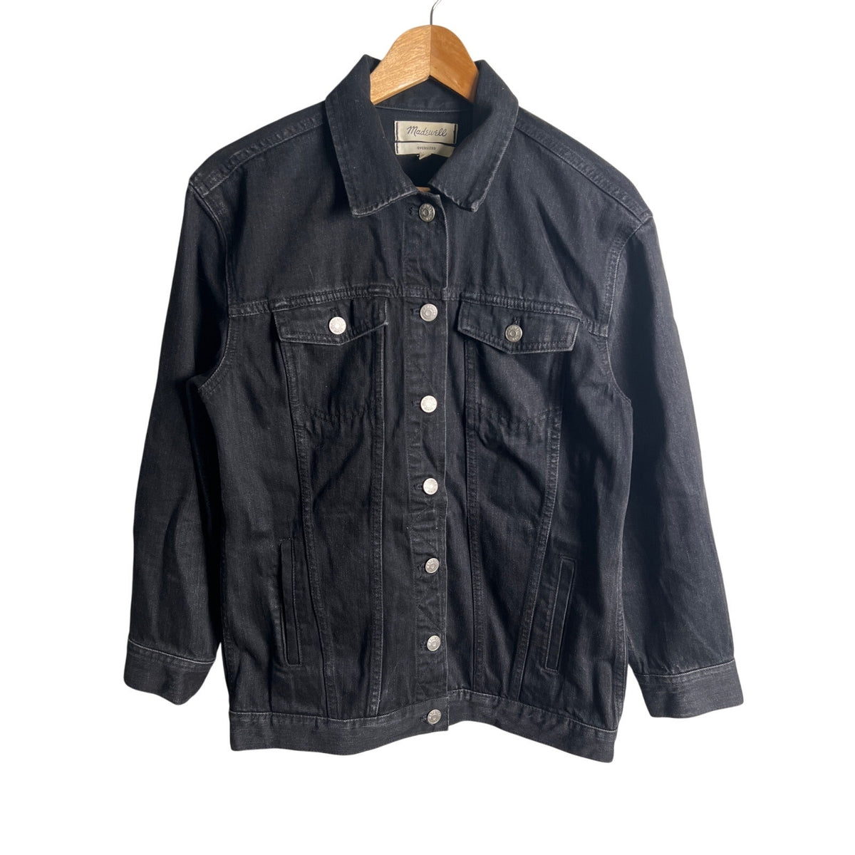 Madewell The Oversized Black Jean Jacket Women Size S