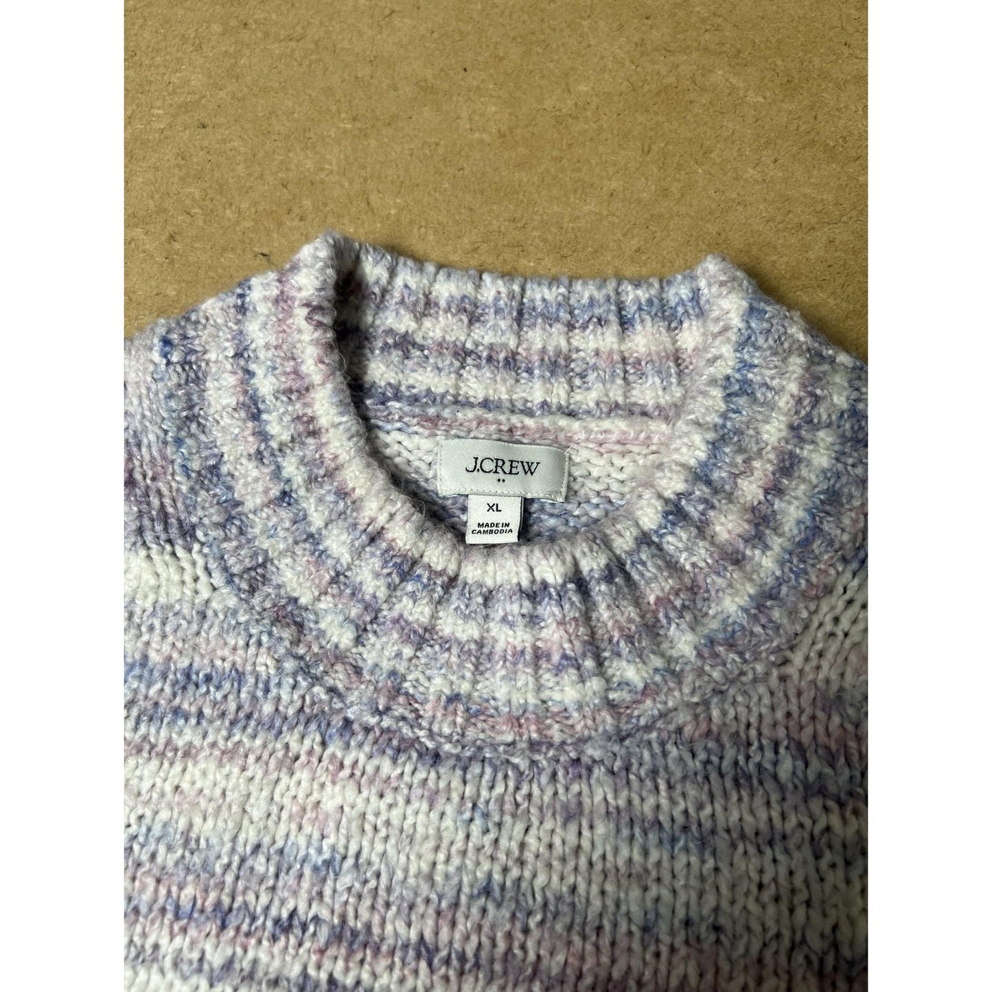 J.CREW Sweater Womens XL Multicolor Chunky-Knit Striped Crew Neck Heavyweight