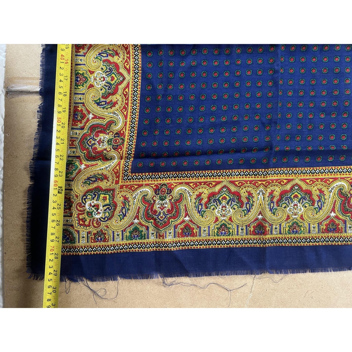 Baar & Beards Kerchief Mens One Size Blue Wool Square Scarf Paisley Italy