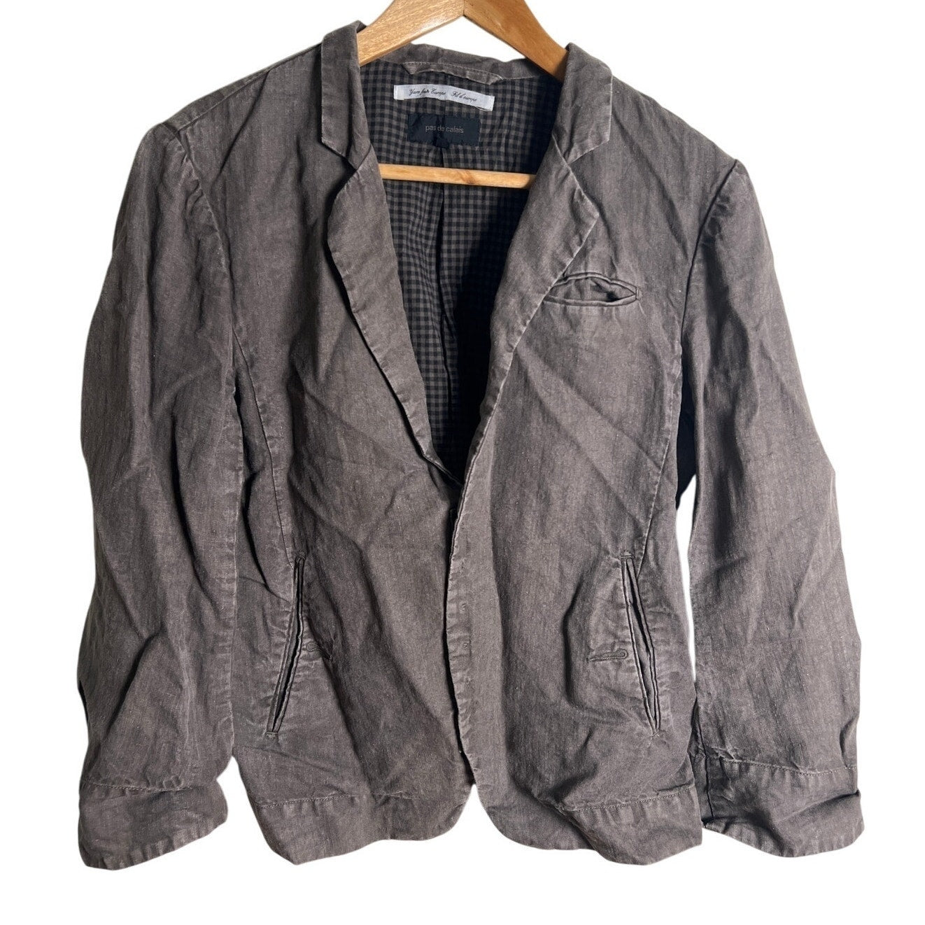 Pas de Calais 100% Linen Brown Wash Tailored Jacket Size L