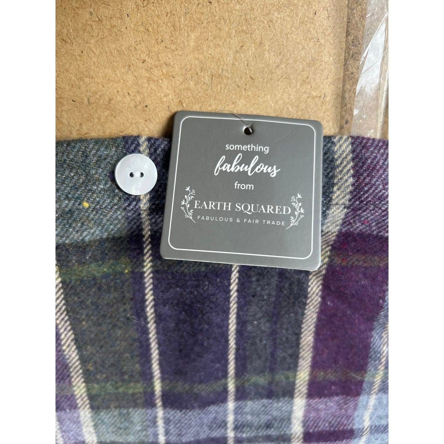Earth Squared Cushion Cover Gray 60x60 Cm 100% Wool Checked Traditional