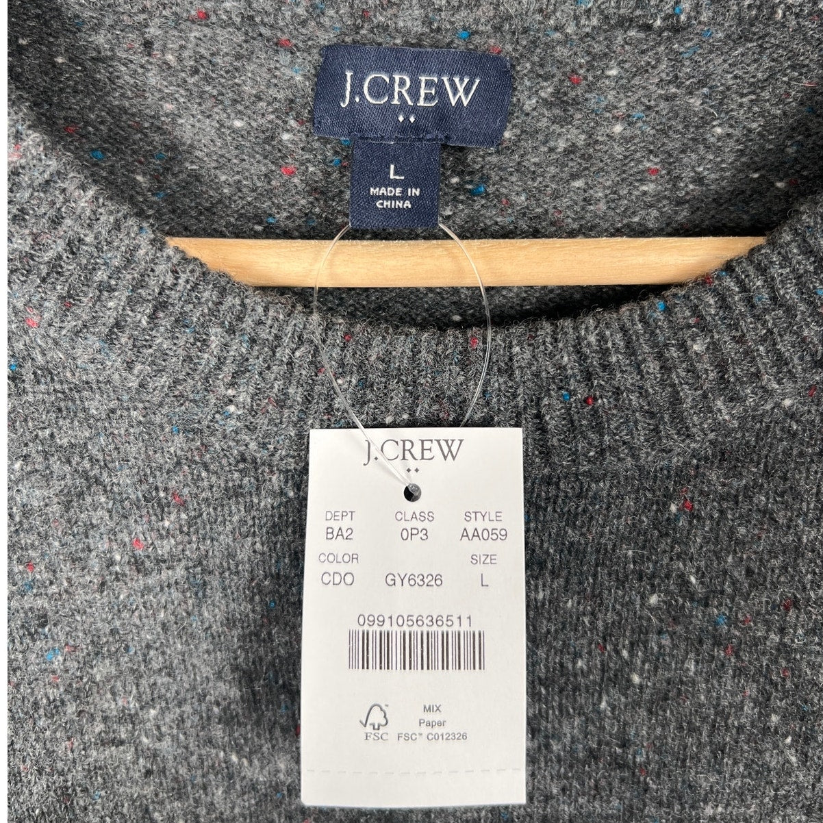 J. Crew NWT Pullover Gray Men's Sweater Merino Wool Size Large