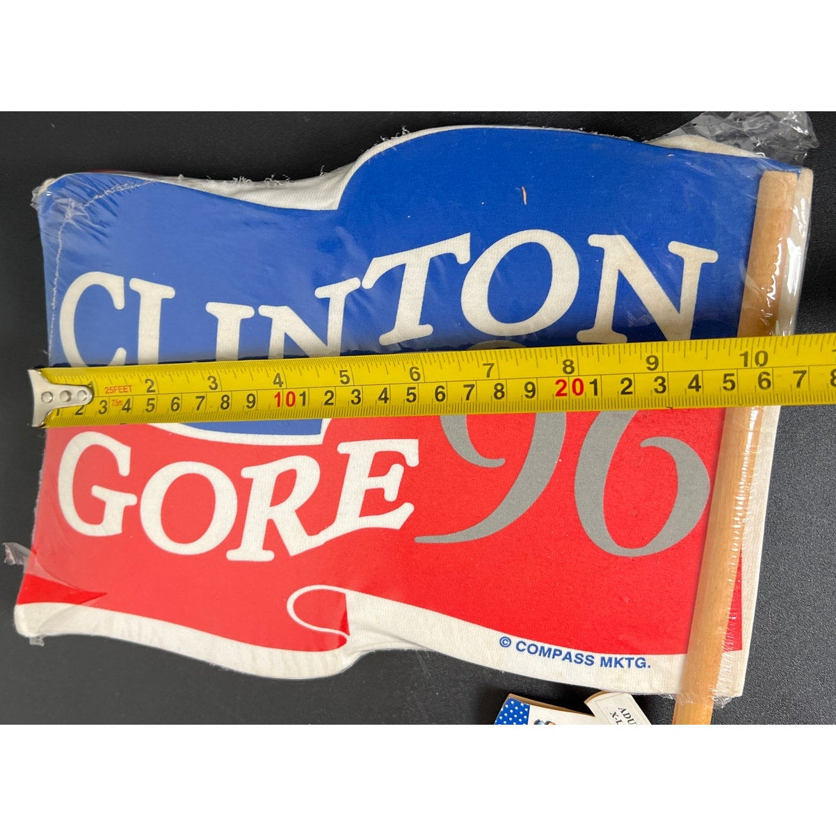 NWT US Flag Clinton Gore Democratic 96 T-shirt 100% Cotton XL