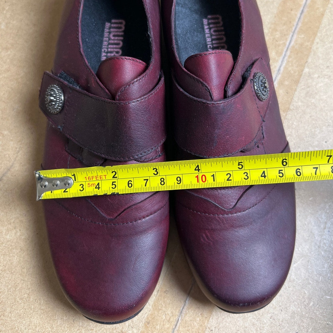 Munro American SZ 7.5W Burgundy Leather Loafer Comfort Walking Shoes