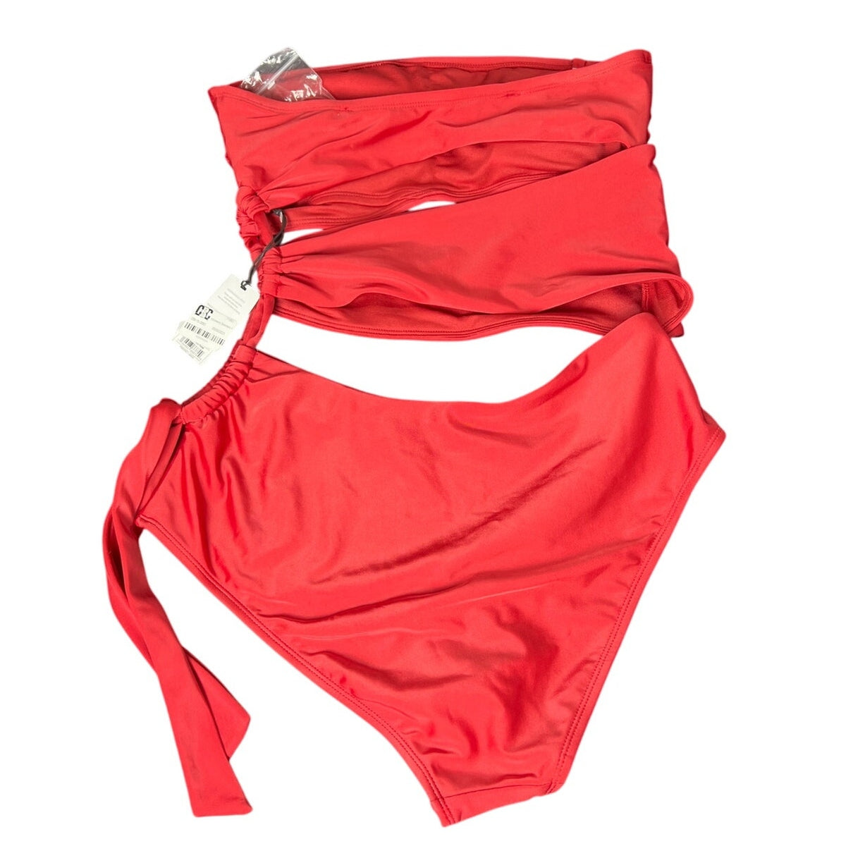 NWT Shade & Shore Women's Bandeau Cut-Out One Piece Swimsuit Red Size M