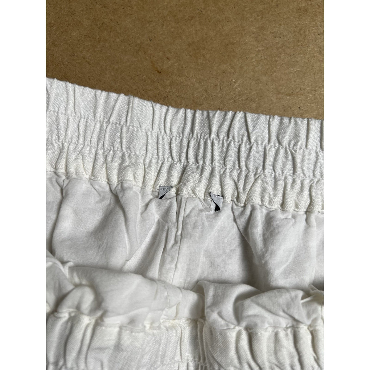 Eileen Fisher Pants Womens M White Wide-Leg Linen Rayon Cotton Pull On