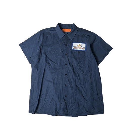 Brewhouse Shirt Mens XL Blue Short Sleeve Button Up Twill Workwear Embroidered