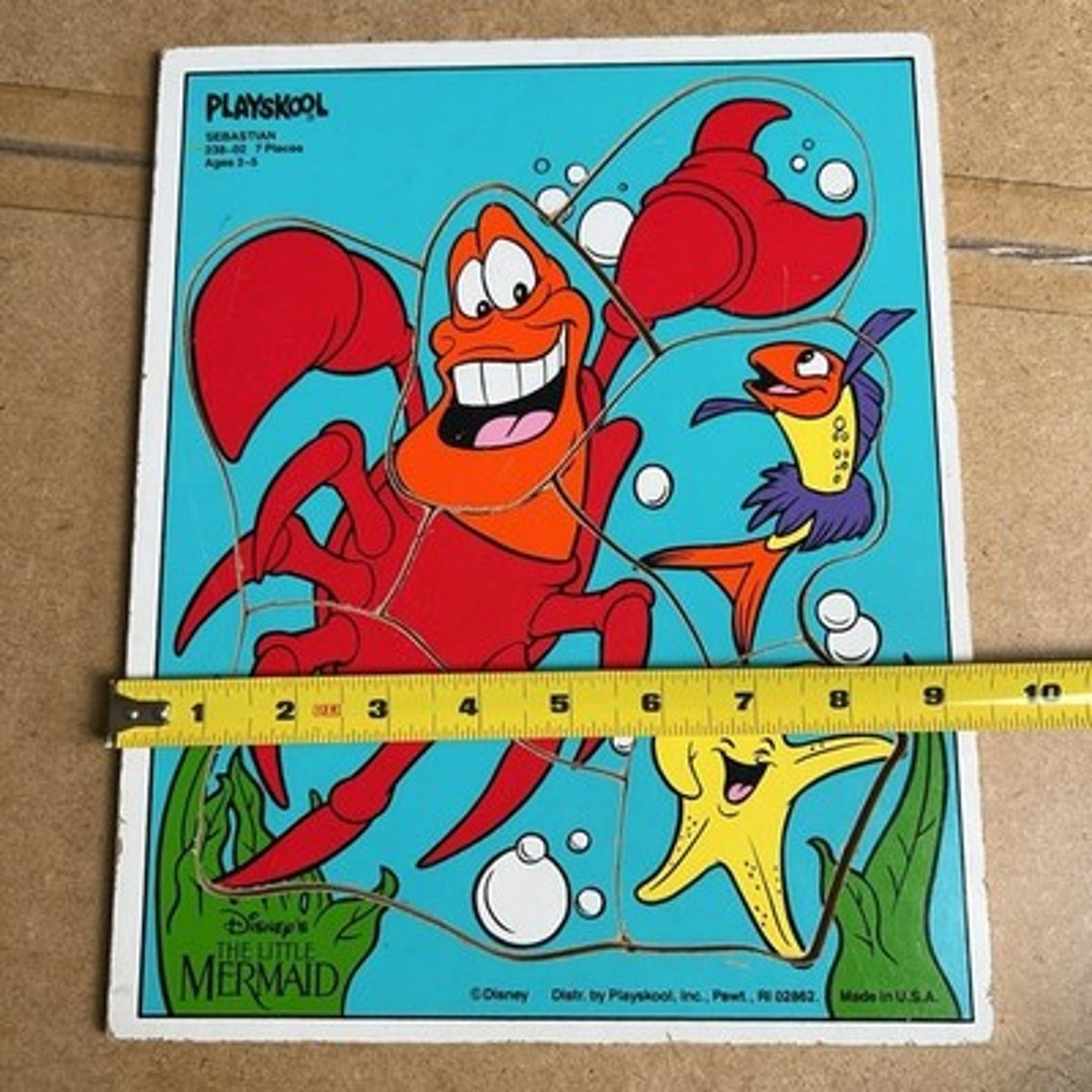 Playskool Sebastian 7 Piece Puzzle Disney The Little Mermaid Blue Made In USA