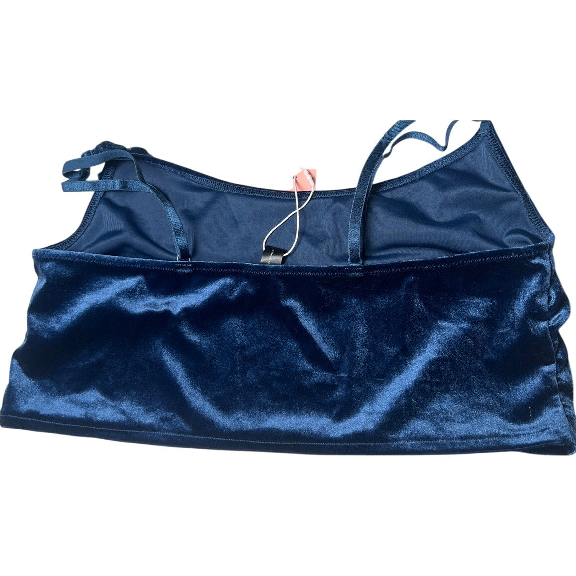 NWT Mentionables Navy Blue Velvet Ruffle Camisole Cropped Top Small S