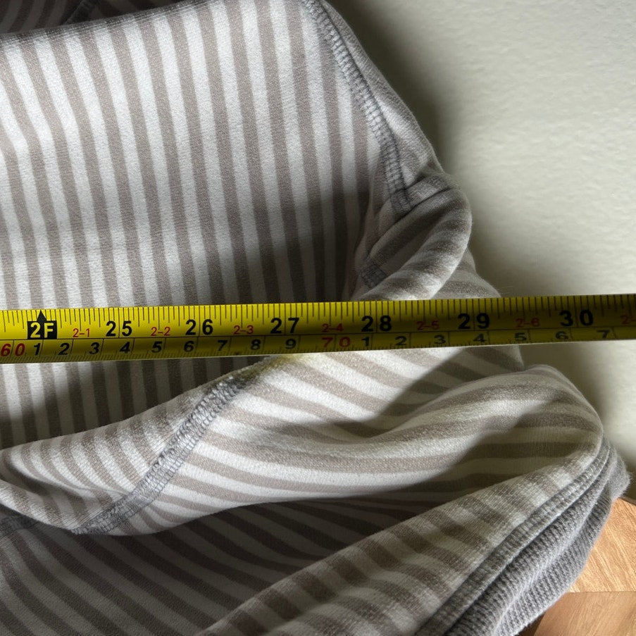 Lululemon Men Size L Grey-Brown / White Striped Zip Up Hooded Sweatshirt