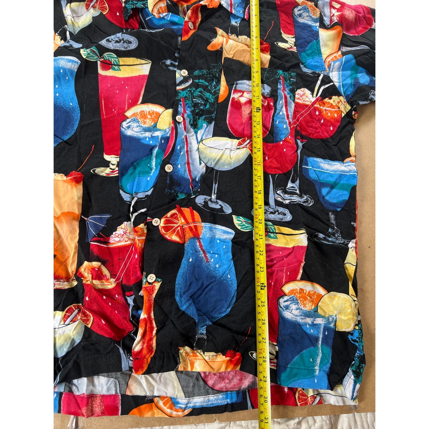 Cherokee Waikiki Wear Hawaiian Cocktails Button Up SS Shirt Mens Size XL