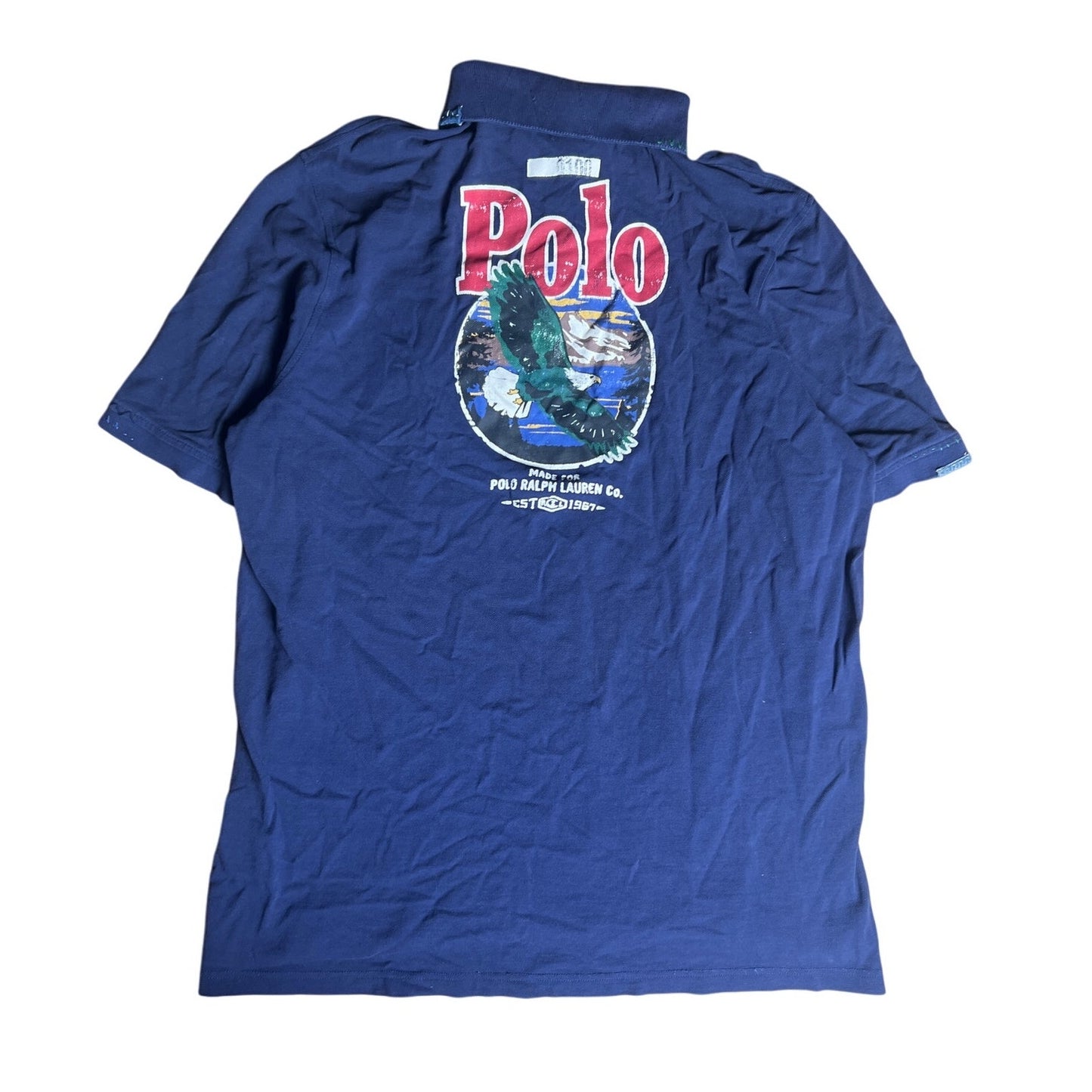 Polo Country Ralph Lauren Sportsman Eagle Patched Distressed Graphic Shirt Sz XL
