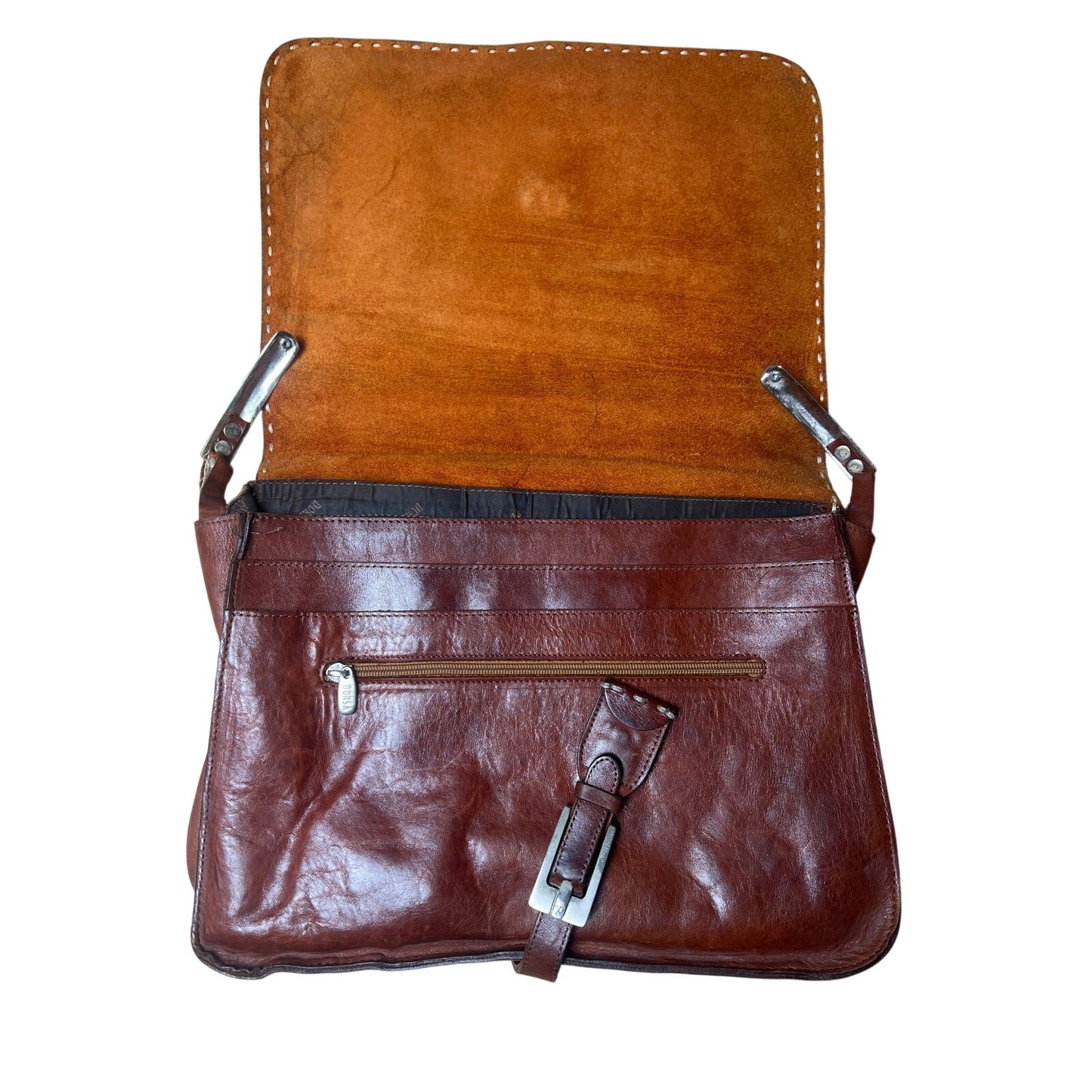 Vintage Dorsa Brown Leather Messenger Bag (No Handles)