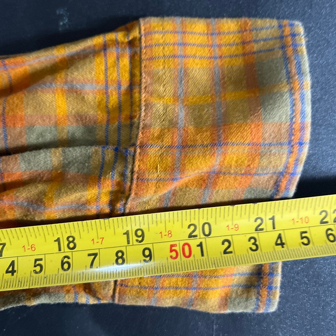 REI Cooperative 100% Cotton Size XL Plaid Button Down Orange Men's