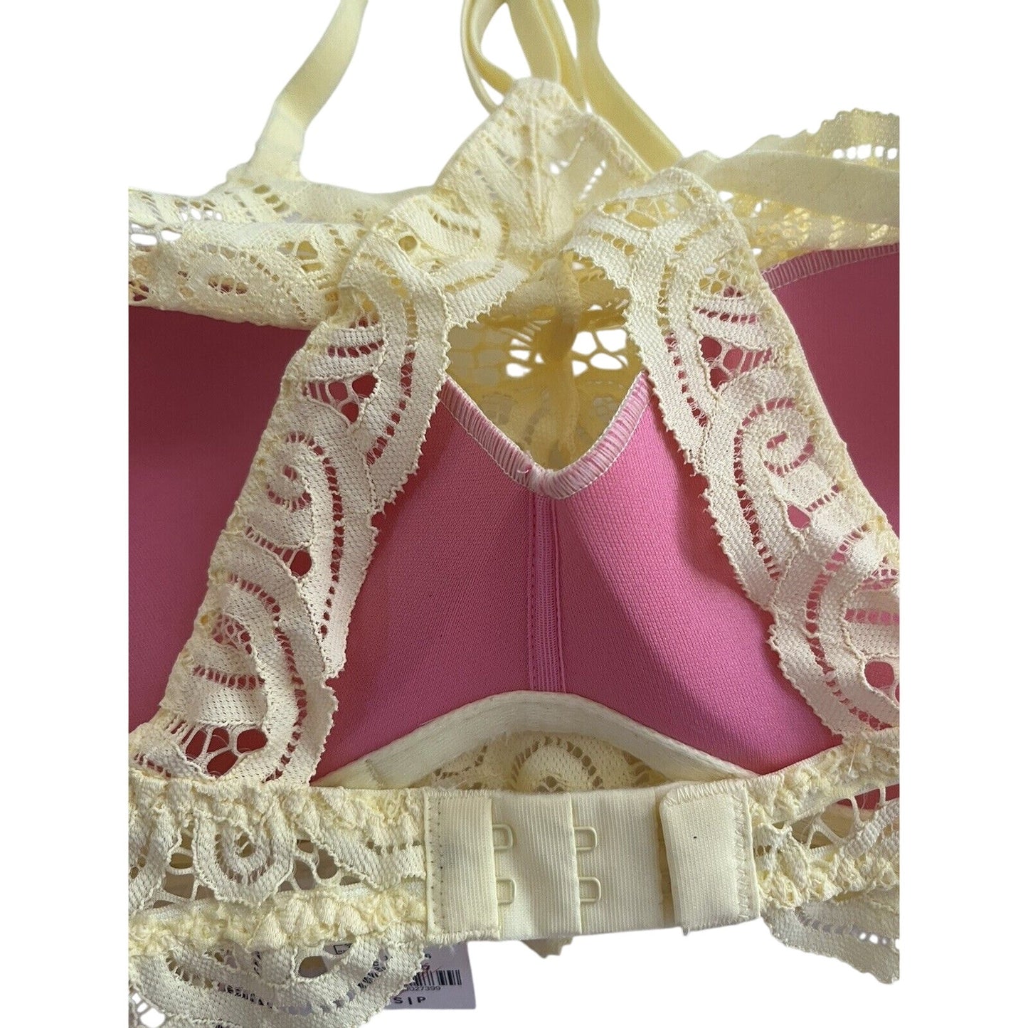 Victoria's Secret PINK Bra Yellow Lace Halter Razor Back Small S - NWT