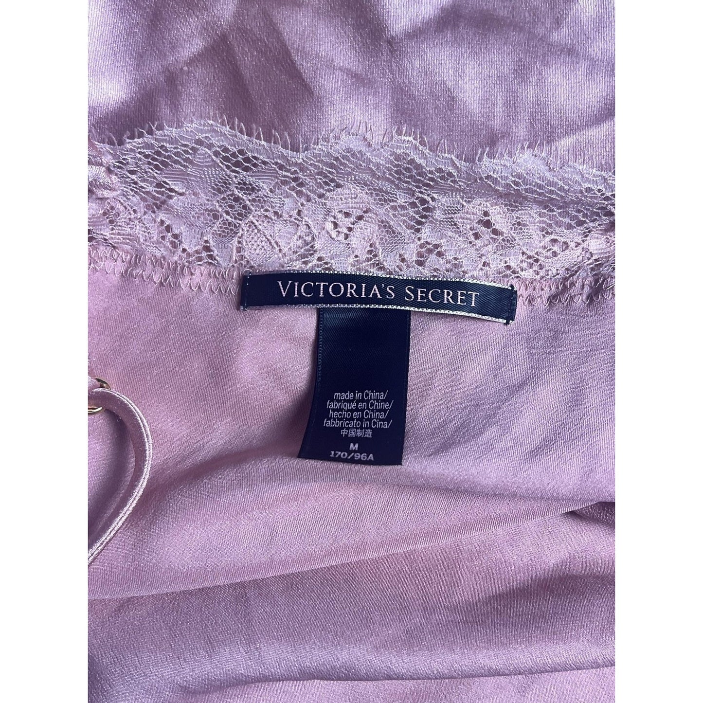 Victoria's Secret Tank Womens M Pink Satin Lace Camisole Sleepwear Lingerie Top