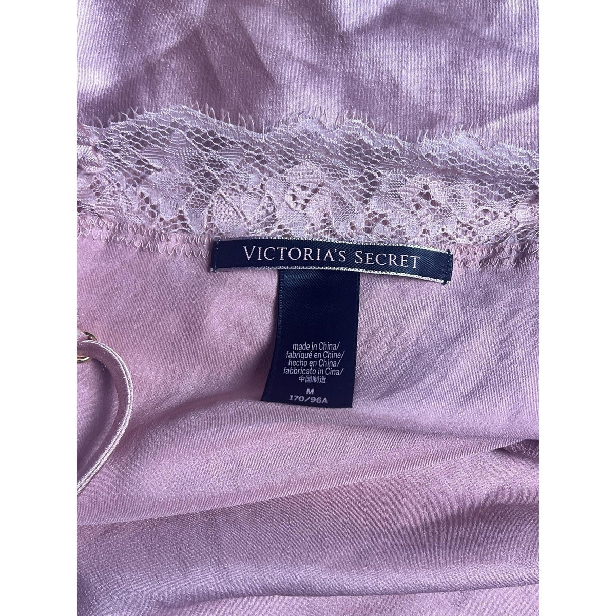 Victoria's Secret Tank Womens M Pink Satin Lace Camisole Sleepwear Lingerie Top