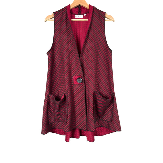 Habitat Red and Black Button Up Vest Women's Size S