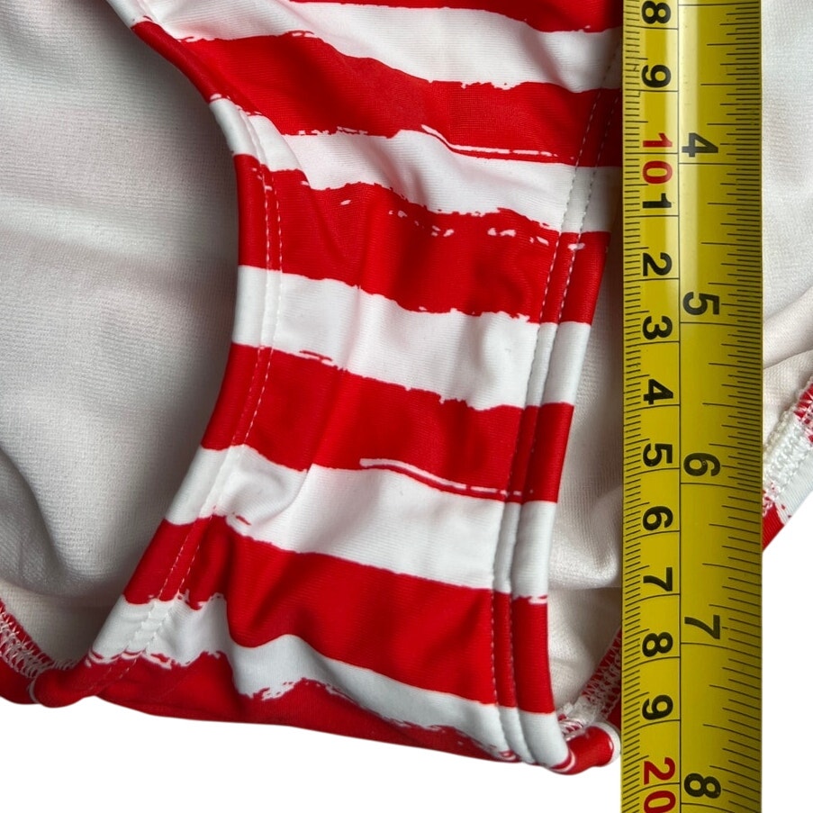 Xhilaration NWT Swim Bikini Bottom Striped Red Size Small S Side Tie