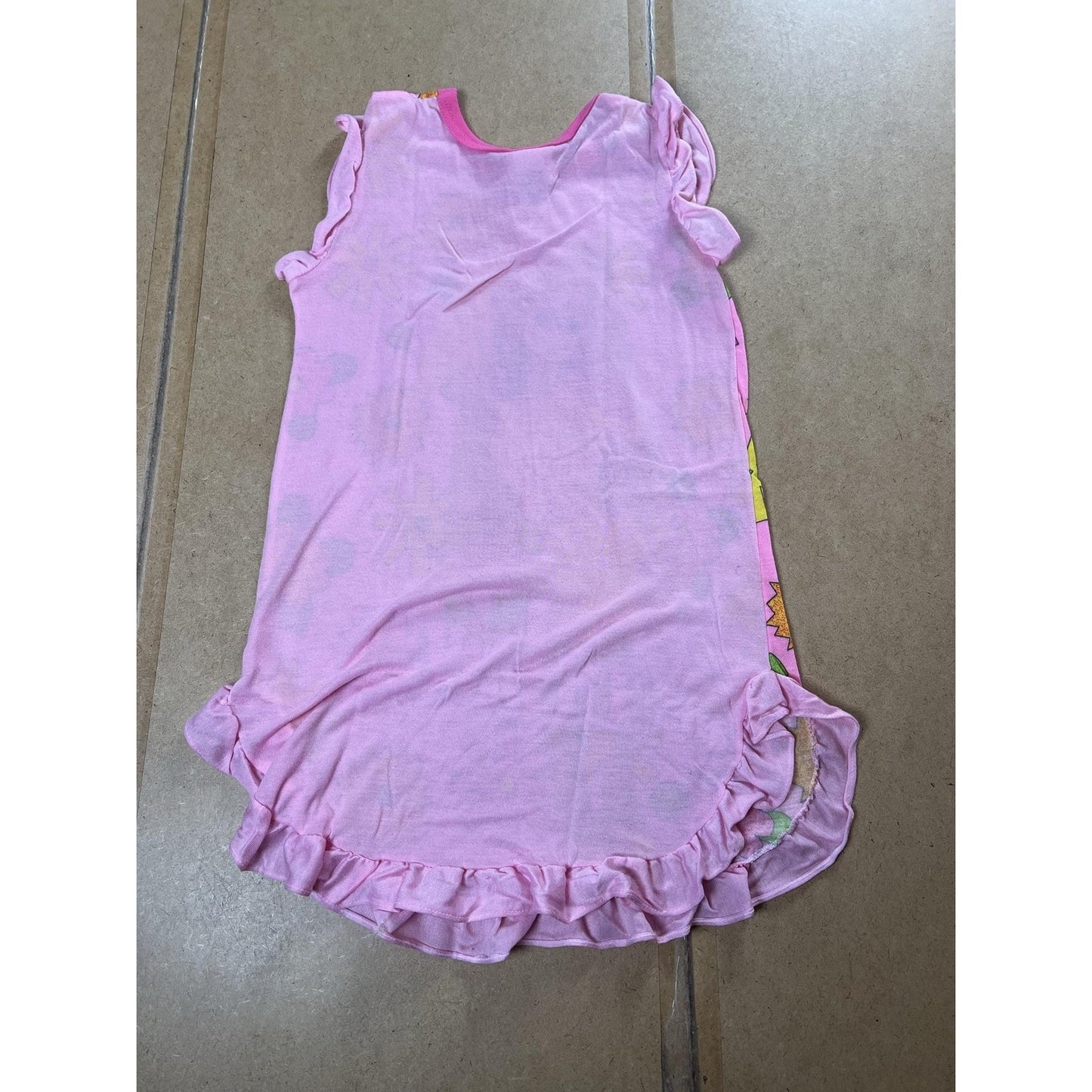 Vintage Barbie Sleepshirt Girls 7-8 Pink Graphic Ruffle Hem Knit USA 90s