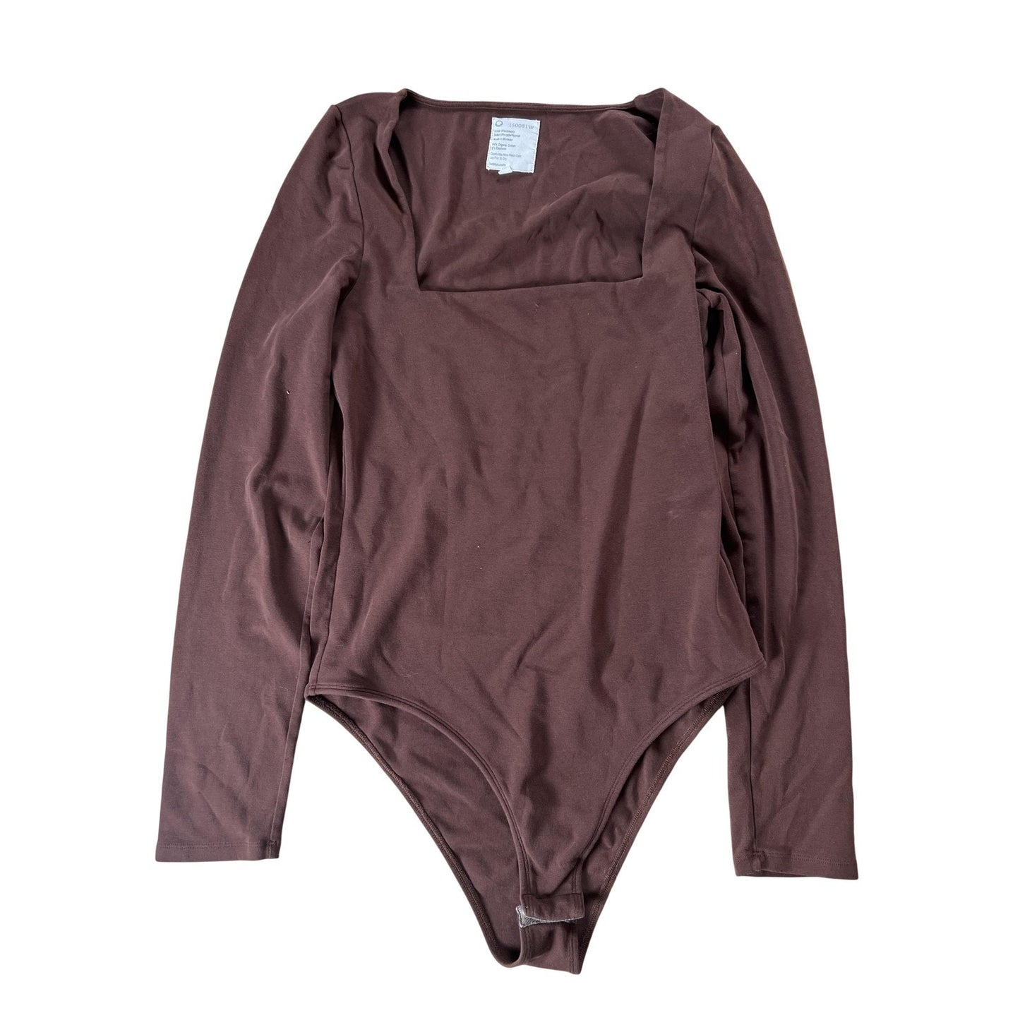 Bodysuit Womens XL Brown Jersey One Piece High Leg Stretch Lightweight
