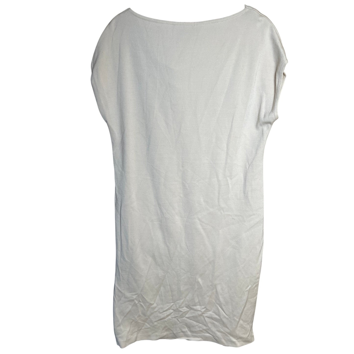 St. John Size 16 Women's Wool/Rayon White Dress Draped Neck Sleeveless