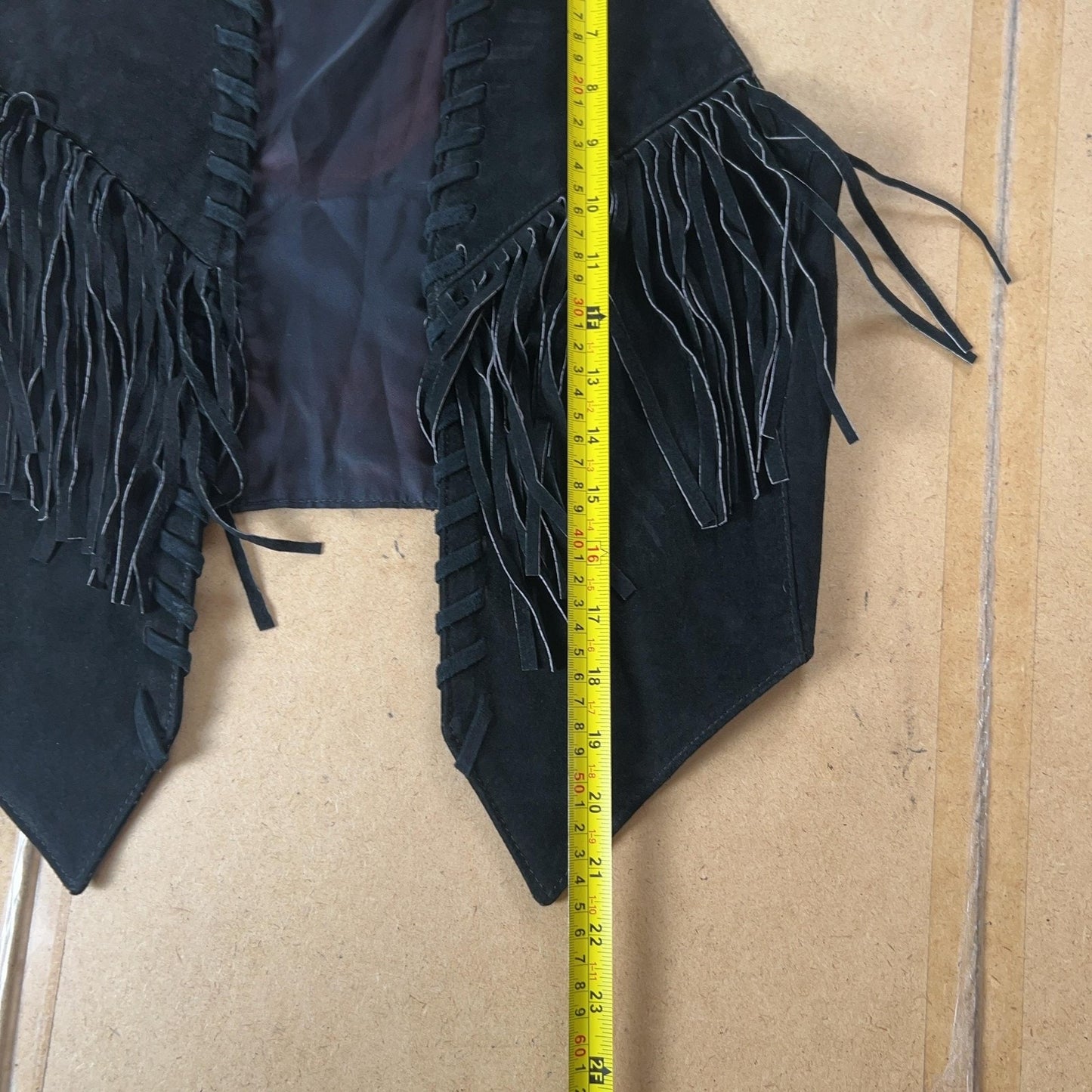 Frontier Collection Vest Womens M Black Lined Fringe Twill Lace Up Casual