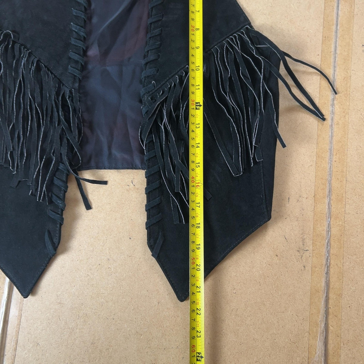 Frontier Collection Vest Womens M Black Lined Fringe Twill Lace Up Casual
